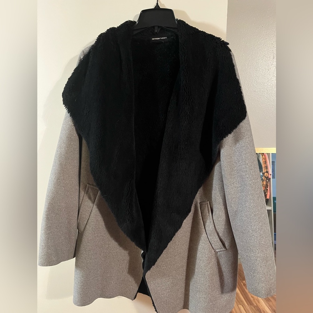 Fifteen Twenty Black Faux Fur Lined Jacket